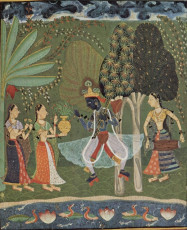 Ragmala series - Ragini Vasanta (Spring), Krishna dances to the music of two girls - Circa 1660